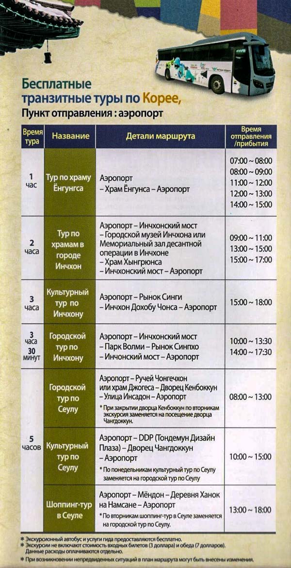 Бесплатные туры в Сеуле. Брошюра-путеводитель. 